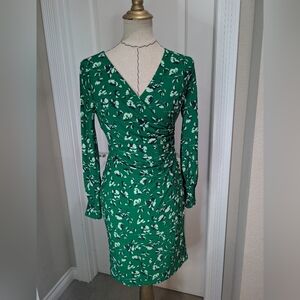 Lauren Ralph Lauren Green Floral Long Sleeve Dress 4P